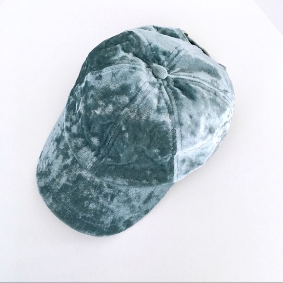 Light Blue Crushed Velvet Baseball Hat, NWT - Picture 2 of 5